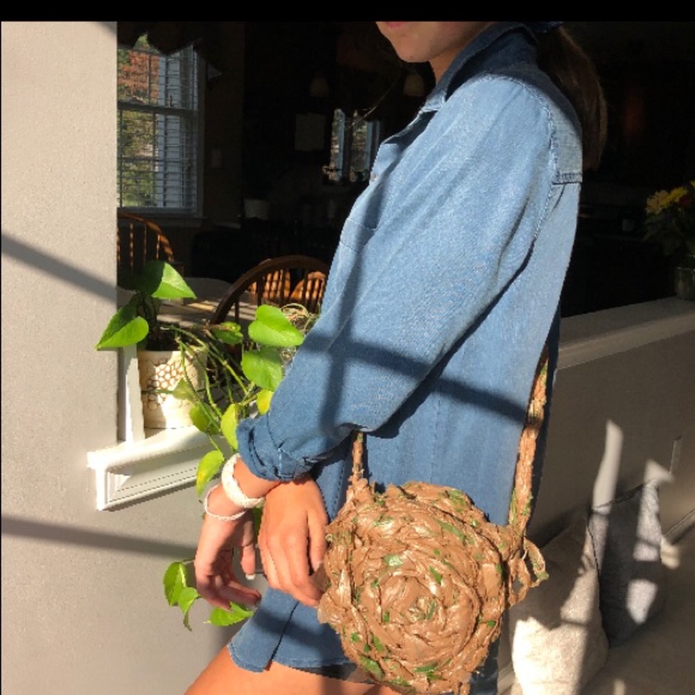 Handmade crochet plastic bag bag!